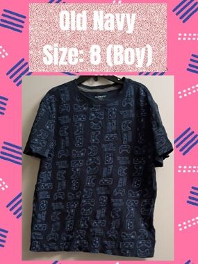 Old Navy Navy Blue Video Game Controller Print Tee